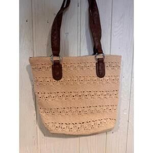 Jackie Smith Tan Crochet Tote Bag
